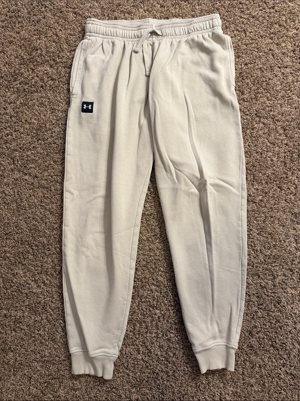 Under Armour Men's Cream Off-White Logo Joggers